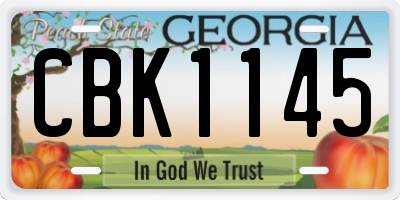 GA license plate CBK1145