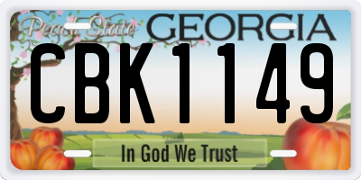 GA license plate CBK1149