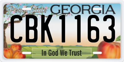 GA license plate CBK1163