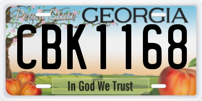 GA license plate CBK1168