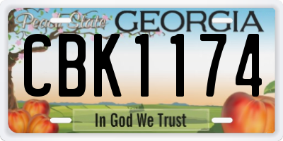 GA license plate CBK1174