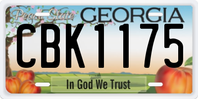 GA license plate CBK1175