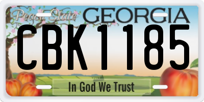 GA license plate CBK1185