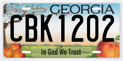 GA license plate CBK1202