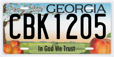 GA license plate CBK1205