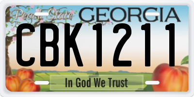 GA license plate CBK1211