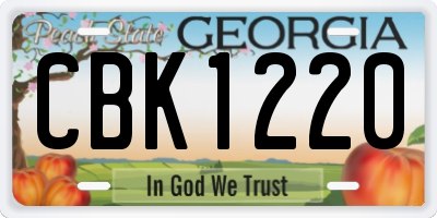 GA license plate CBK1220