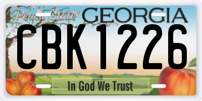 GA license plate CBK1226