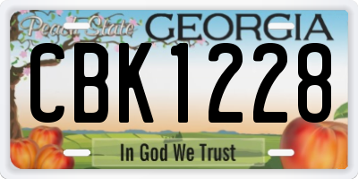 GA license plate CBK1228