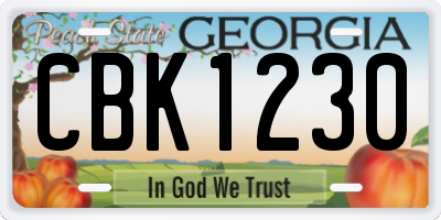 GA license plate CBK1230