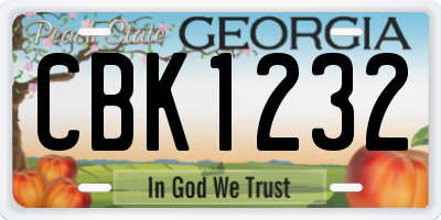 GA license plate CBK1232