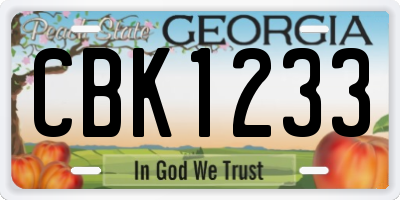 GA license plate CBK1233