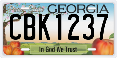 GA license plate CBK1237