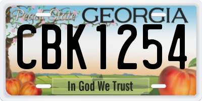 GA license plate CBK1254