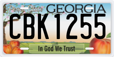 GA license plate CBK1255