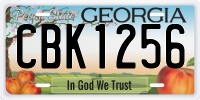 GA license plate CBK1256