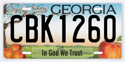 GA license plate CBK1260