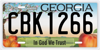 GA license plate CBK1266