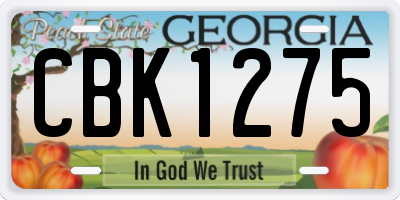 GA license plate CBK1275