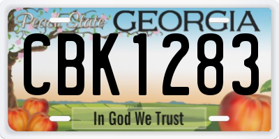 GA license plate CBK1283