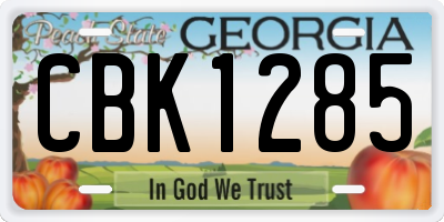 GA license plate CBK1285