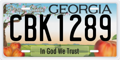 GA license plate CBK1289