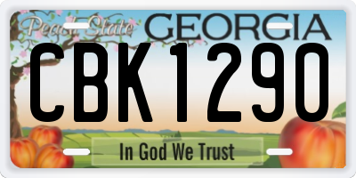 GA license plate CBK1290