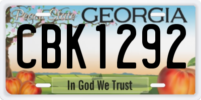 GA license plate CBK1292