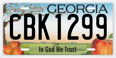GA license plate CBK1299