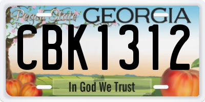 GA license plate CBK1312