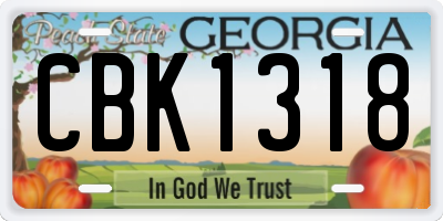 GA license plate CBK1318