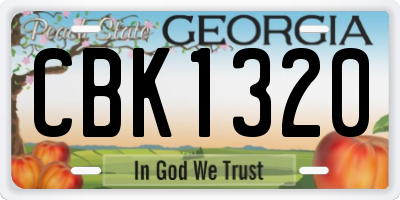GA license plate CBK1320