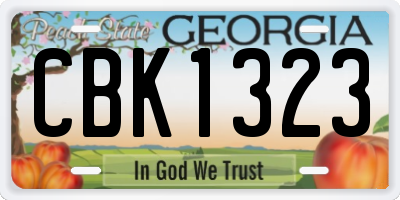 GA license plate CBK1323