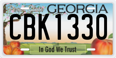 GA license plate CBK1330