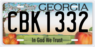 GA license plate CBK1332