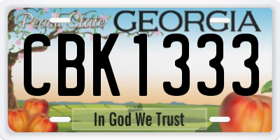 GA license plate CBK1333