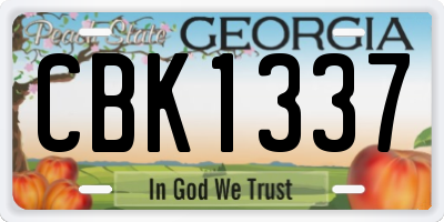 GA license plate CBK1337