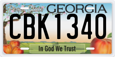GA license plate CBK1340