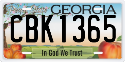 GA license plate CBK1365