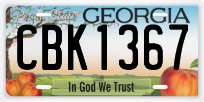 GA license plate CBK1367