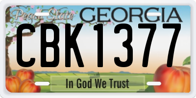 GA license plate CBK1377