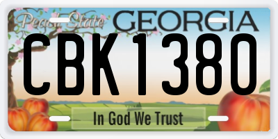 GA license plate CBK1380