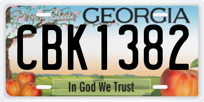 GA license plate CBK1382