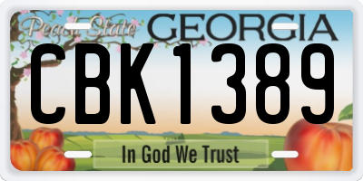 GA license plate CBK1389