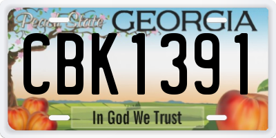 GA license plate CBK1391