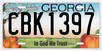 GA license plate CBK1397