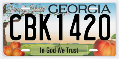 GA license plate CBK1420