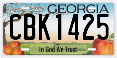 GA license plate CBK1425