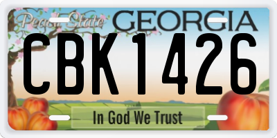 GA license plate CBK1426