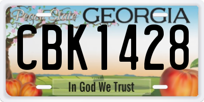 GA license plate CBK1428
